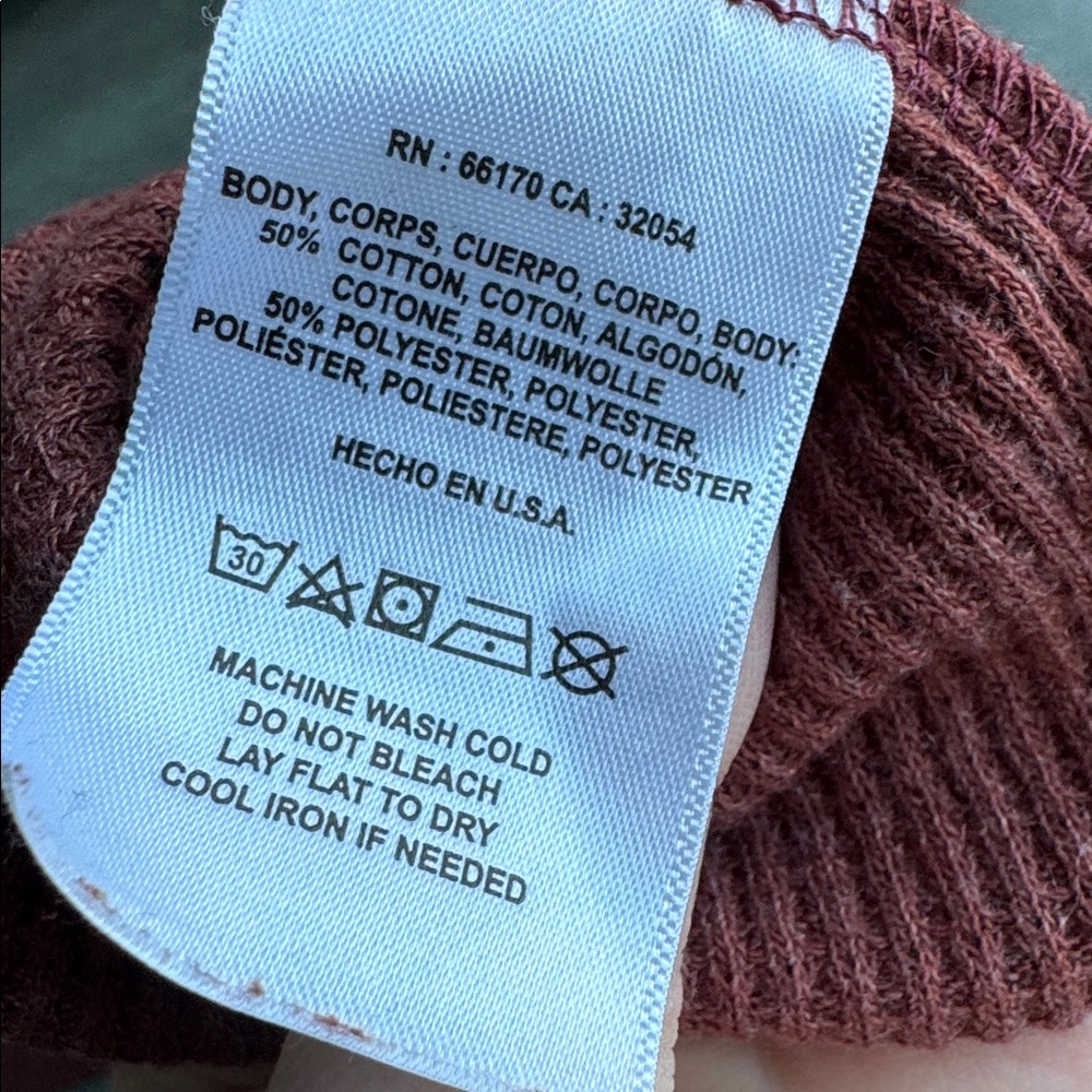 Women’s Waffle knit long sleeve top in rust - Picture 5 of 5